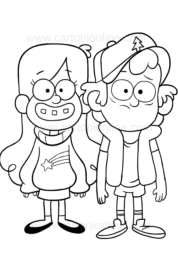 Desenhos De Dipper E Mabel Di Gravity Falls Para Colorir