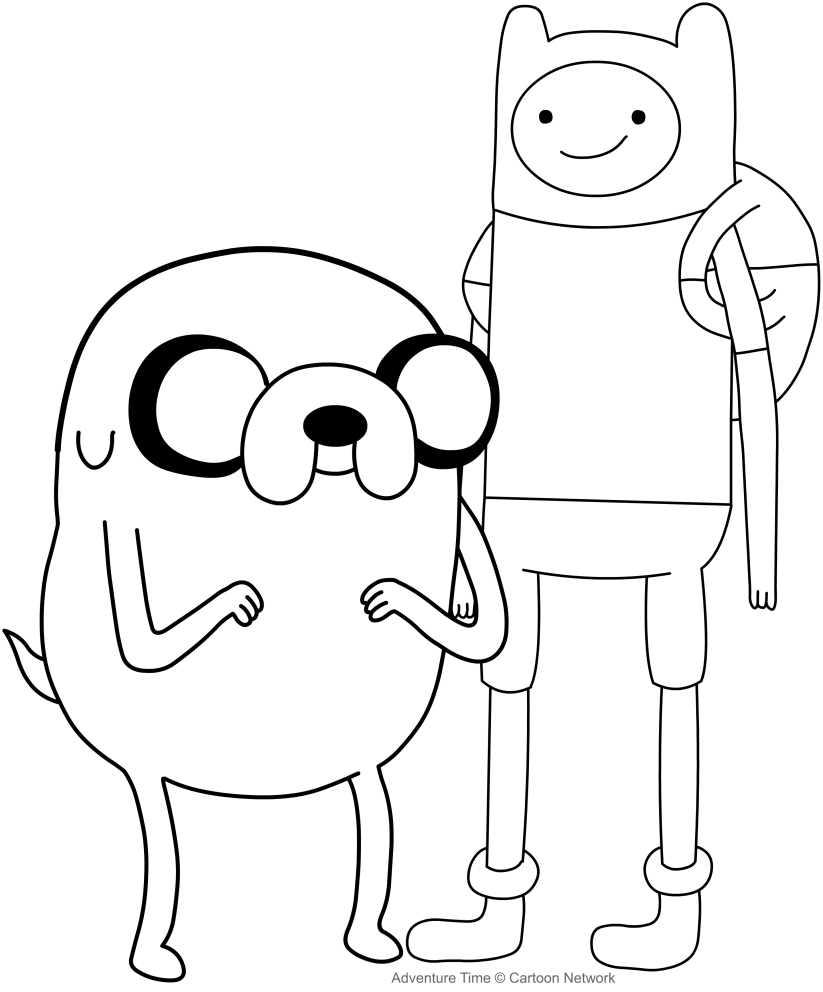 Desenho de Finn e Jake (Hora de Aventur) para impresso e colorir