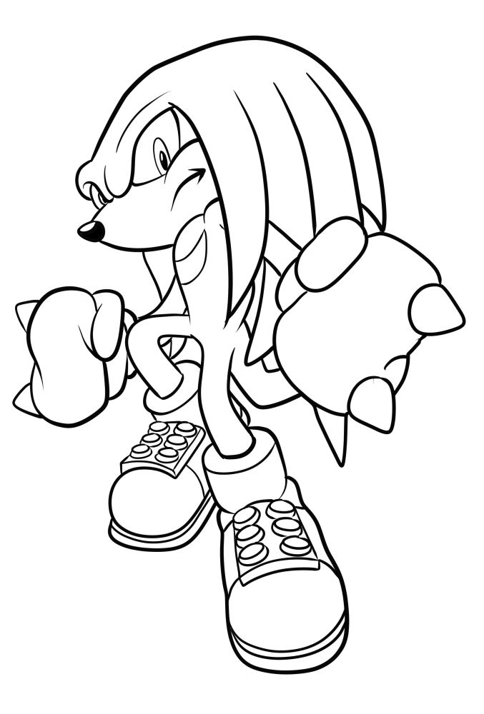 Drawing Of Knuckles The Echidna 09 From Sonic Coloring Page