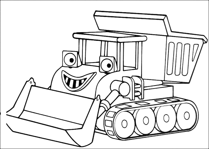Drawing of Scoop the scraper from Bob the Builder to print and coloring