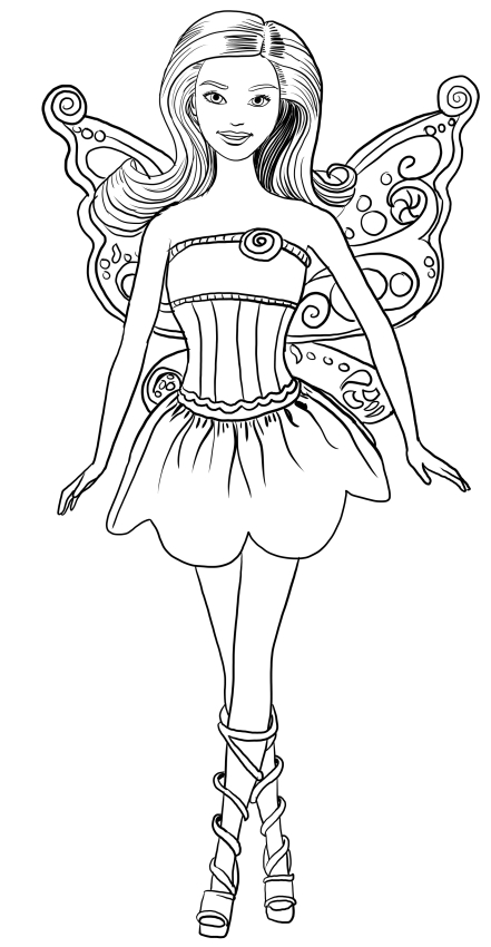  Barbie fairy coloring page to print 