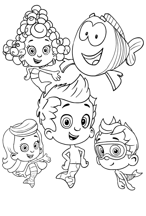 Drawing from the Bubble Guppies to print and coloring