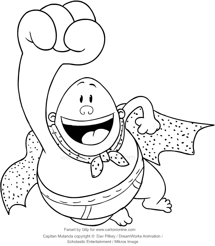 Drawing Captain Underpants in flight coloring pages printable for kids