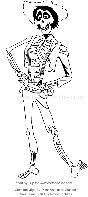 Drawing Hector (Coco the movie ) coloring pages printable for kids