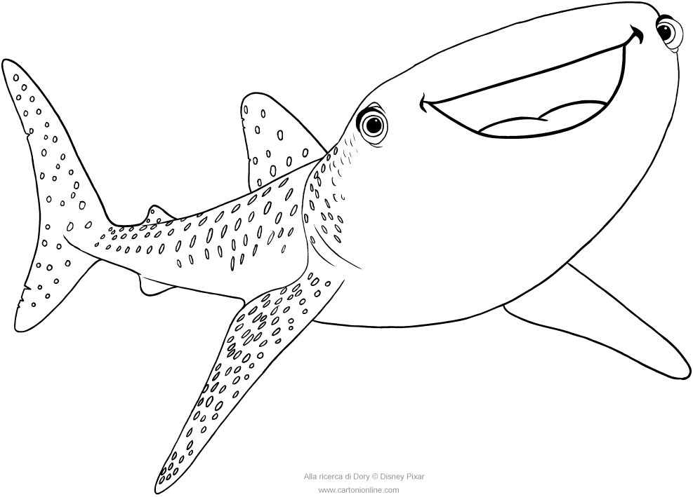 Destiny the whale shark Finding Dory coloring pages