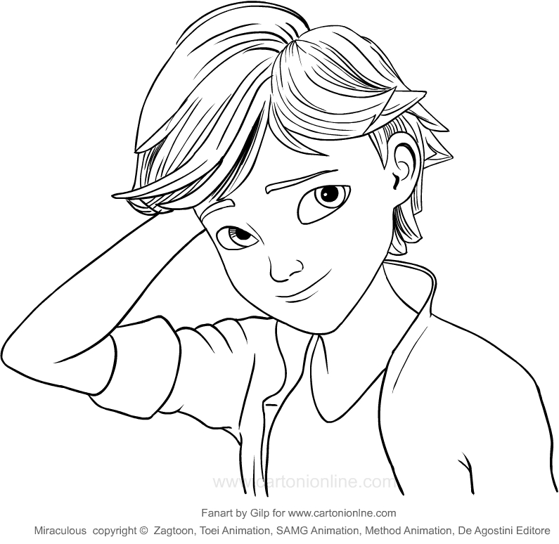 Drawing Adrien Agreste (Miraculous) Coloring Page