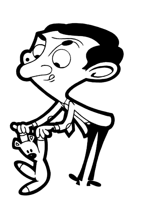 Drawing of Mister Bean to print and coloring