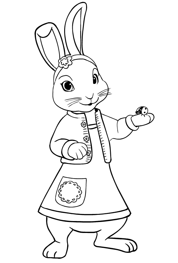 Drawing of Lily Bobtail l'friend of Peter Rabbit to print and coloring
