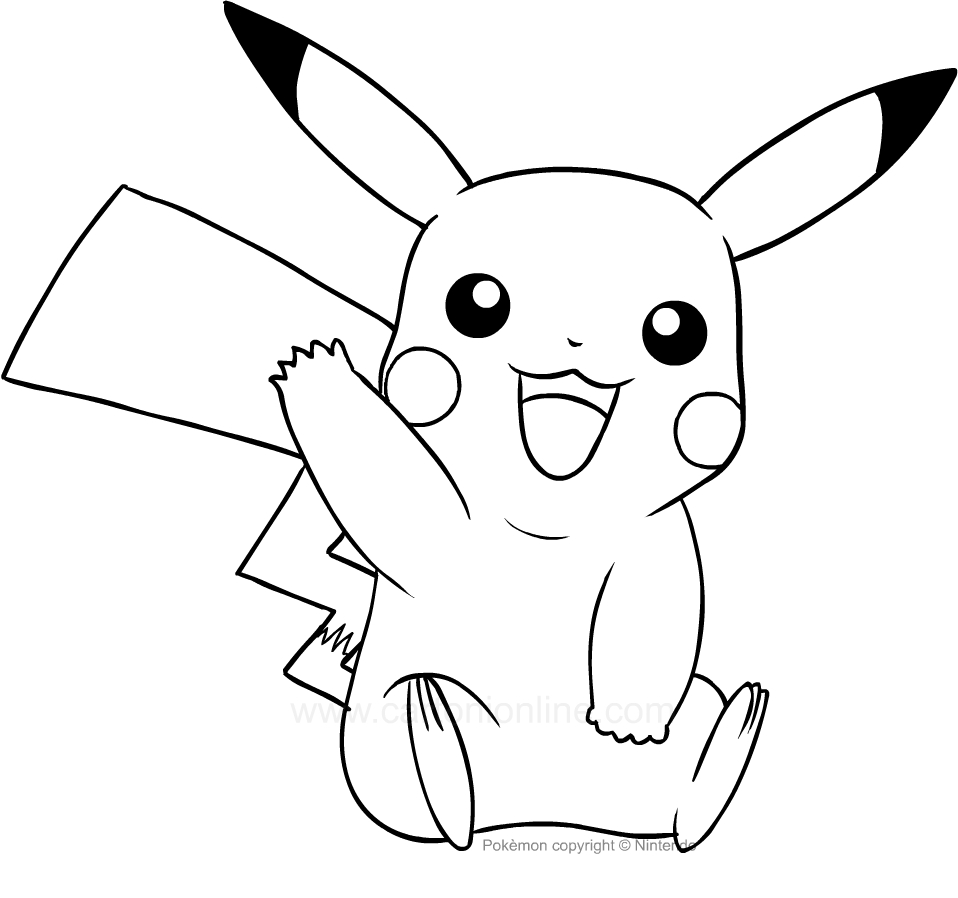 Drawing Pikachu of the Pokemon coloring pages printable for kids