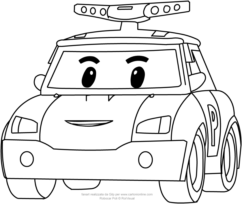  Poli in car version from Robocar Poli coloring page to print
