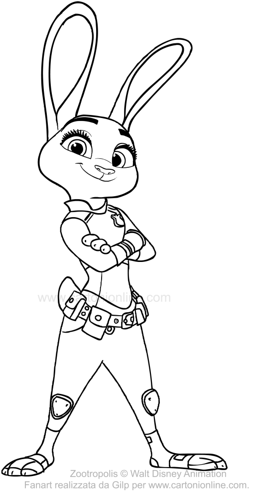 Drawing Judy Hopps (Zootropia) coloring pages printable for kids